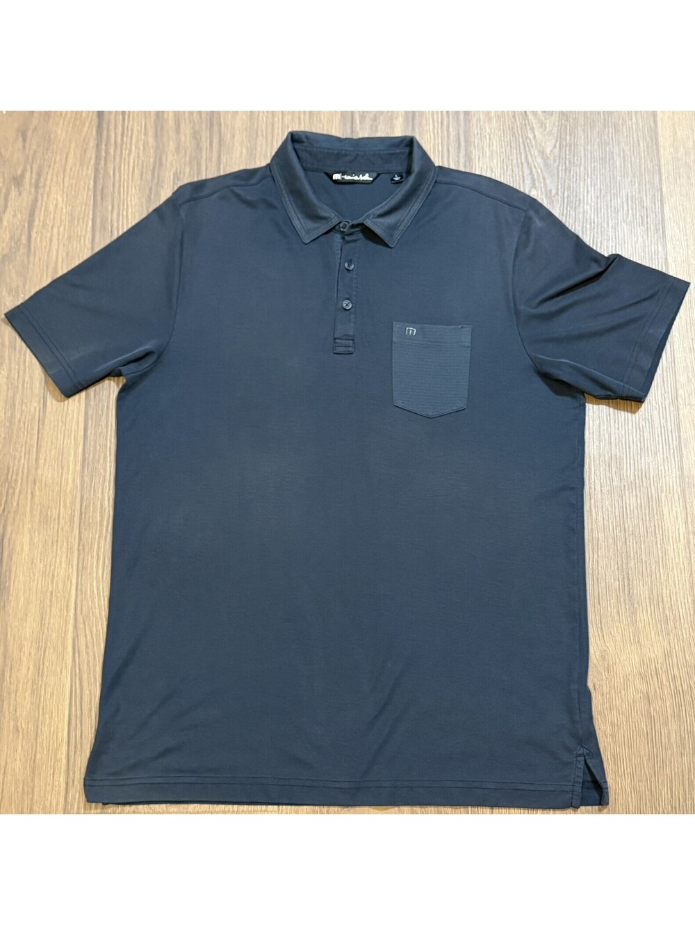 TravisMathew Mens Large Navy Slub Pocket Pima Cotton Golf Polo #15B